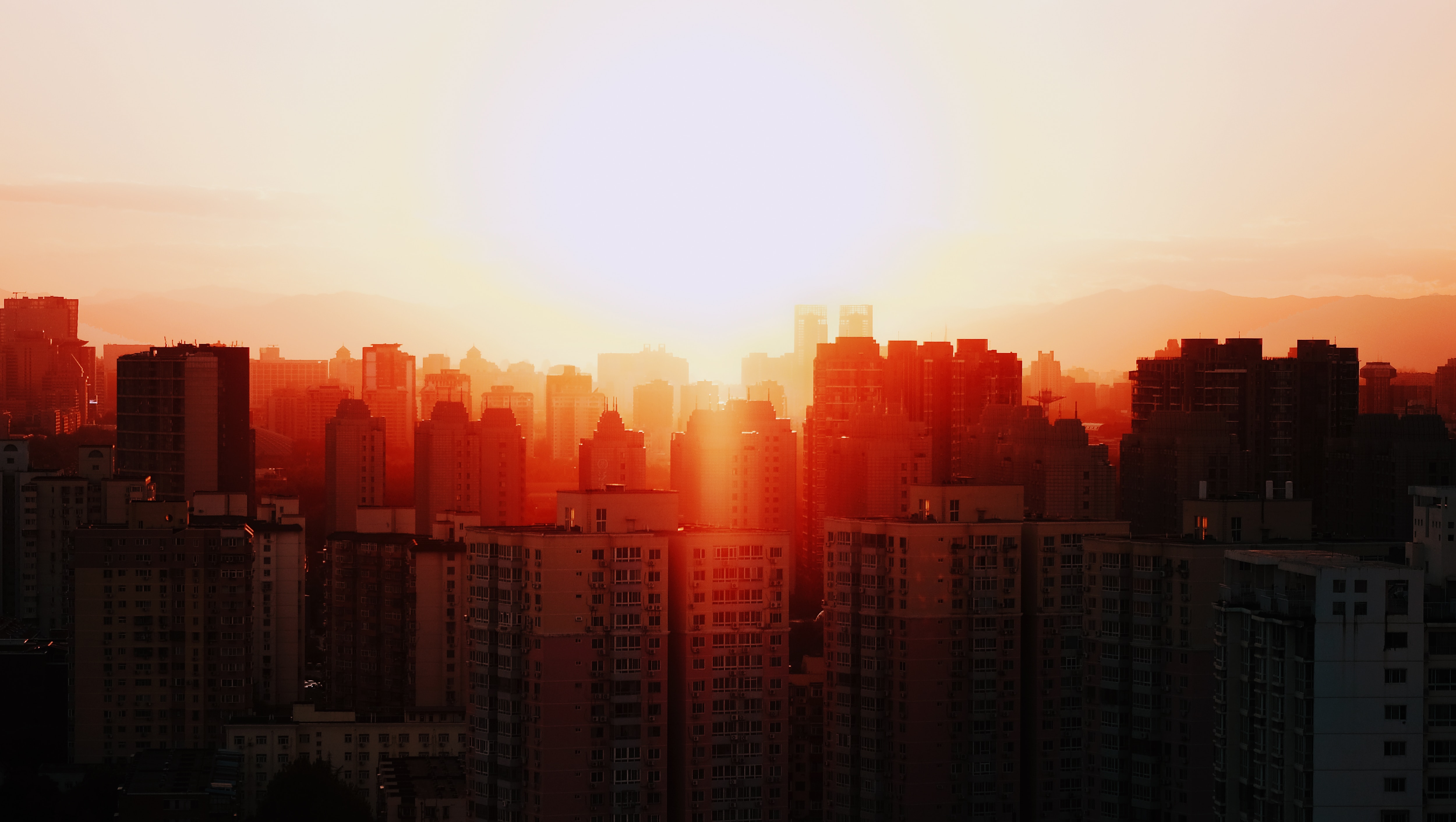 Beijing roofs during golden hour